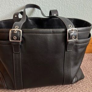 COACH 10195 black leather book tote